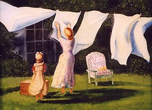 Hanging clothes on a windy day